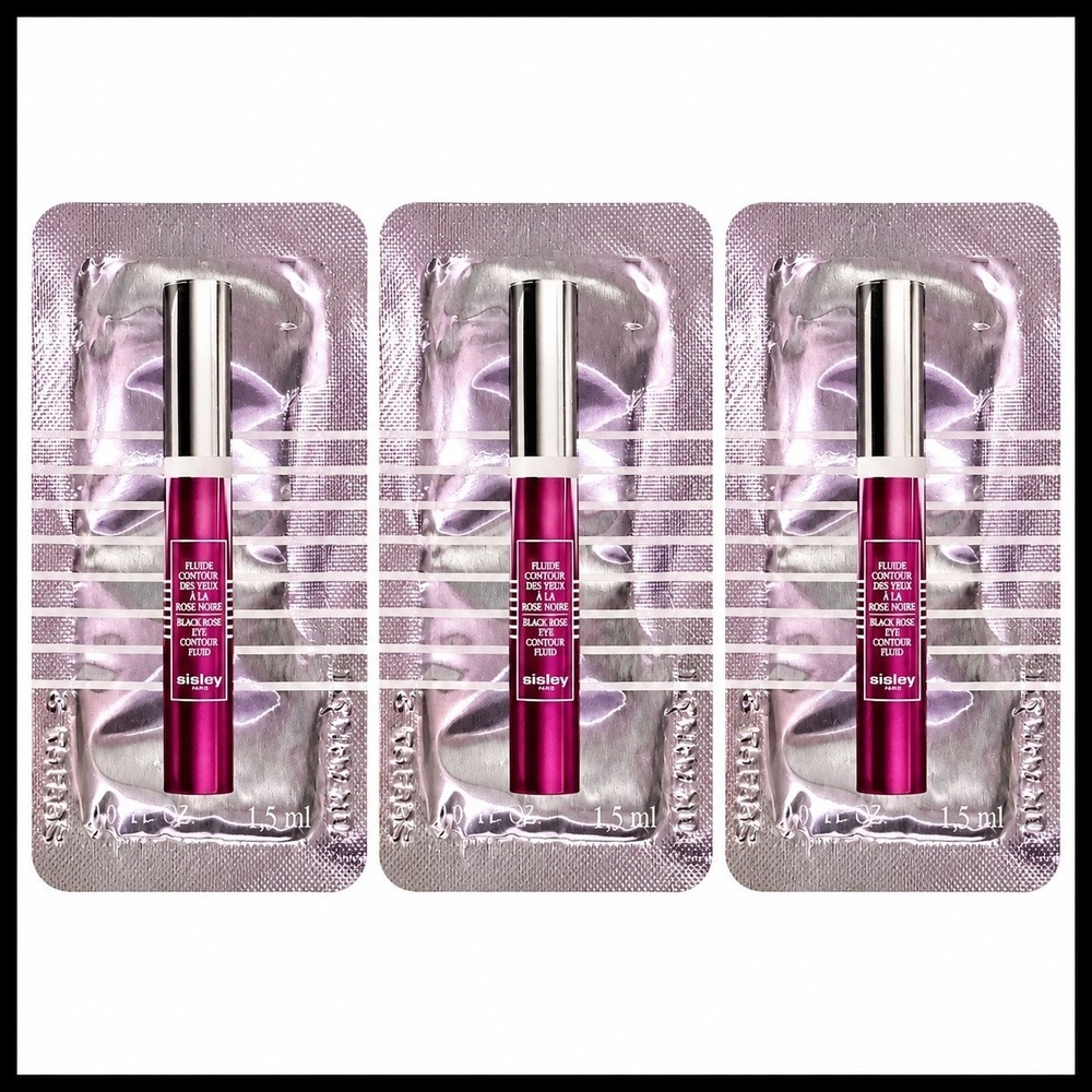 3 x Sisley Black Rose EYE Contour Fluid Sample Packet 0.05 oz 1.5 ml